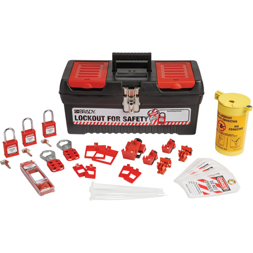 Electrical Lockout Tagout Kit with Nylon Safety Lockout Padlocks in Toolbox, Electrical Kit, 33 Components Distribution Élite MP