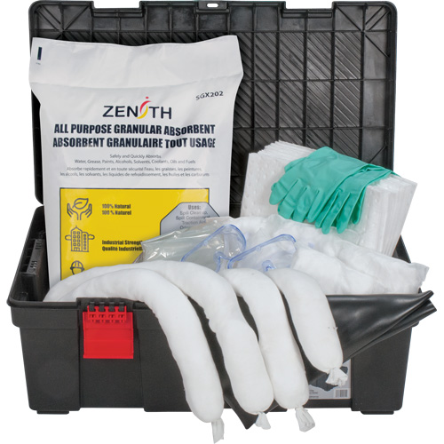 Trousses contre les d&eacute;versements dans une boîte &agrave; outils, Huile seulement, Bac, Absorbance de 31 gal. US Distribution Élite MP