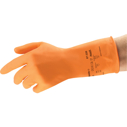 Gants r&eacute;sistants aux produits chimiques AlphaTec 87-320, Taille 9,5, 11,8" lo, Latex de caoutchouc, Doublure en Coton/Ouat&eacute;e, 17 mils Distribution Élite MP