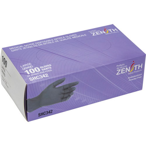 Medical Grade Disposable Gloves, Large, Nitrile, 6-mil, Powder-Free, Black, Class 2 Distribution Élite MP