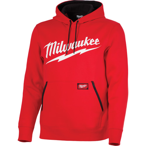 Chandail &agrave; capuchon de poids moyen avec logo Milwaukee, Hommes, Petit, Rouge Distribution Élite MP