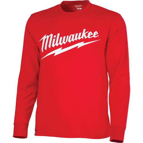 Heavy-Duty Long-Sleeved T-Shirt with Milwaukee&reg; Logo, Men's, Small, Red Distribution Élite MP