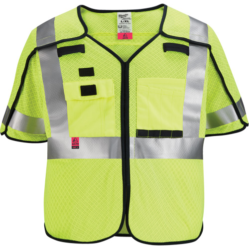 Gilet de s&eacute;curit&eacute; &agrave; maille d&eacute;tachable, Noir/Jaune lime haute visibilit&eacute;, Moyen/Petit Distribution Élite MP