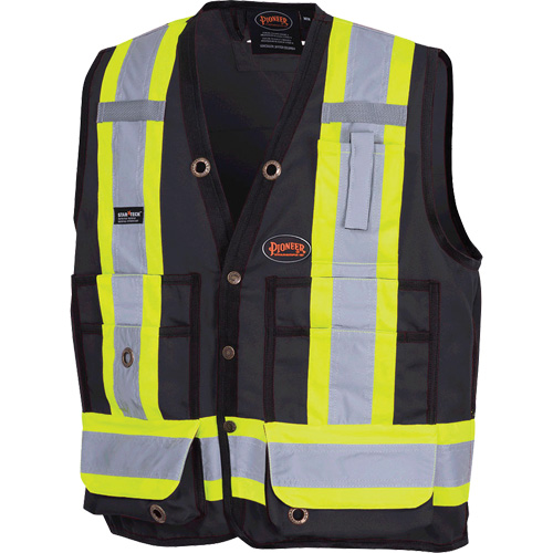 6692BK Surveyor's Safety Vest, Black, Medium, Polyester Distribution Élite MP