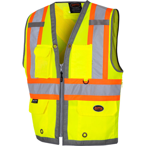 6673 Mesh-Back Zip-Front Surveyor's Vest, High Visibility Lime-Yellow, Small, Polyester Distribution Élite MP