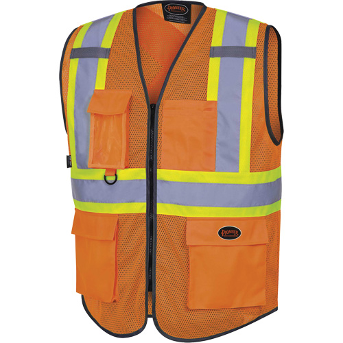 6960 Veste de s&eacute;curit&eacute; &agrave; maille en avant, Orange haute visibilit&eacute;, Moyen, Polyester Distribution Élite MP