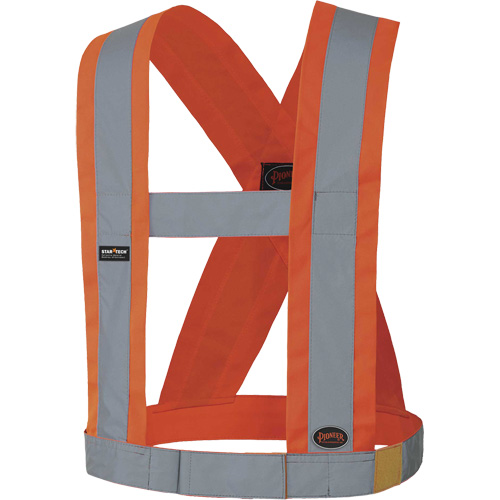 5490 Bretelles de s&eacute;curit&eacute; r&eacute;glable de 4" de large, R&eacute;pond ou surpasse la norme CSA Z96 classe 2 - niveau 2, Orange haute visibilit&eacute;, Couleur r&eacute;fl&eacute;chissante Argent, Taille unique Distribution Élite MP