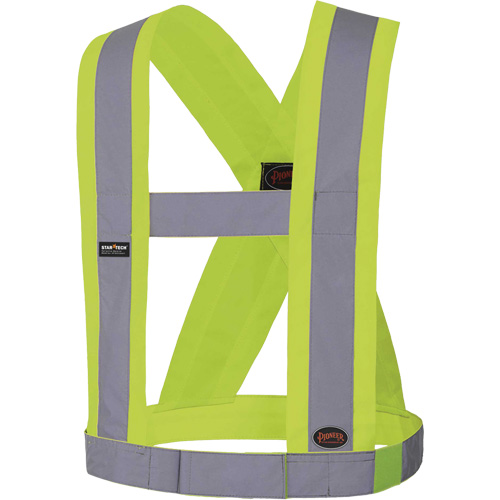 5492 Bretelles de s&eacute;curit&eacute; r&eacute;glable de 4" de large, R&eacute;pond ou surpasse la norme CSA Z96 classe 2 - niveau 2, Jaune lime haute visibilit&eacute;, Couleur r&eacute;fl&eacute;chissante Argent, Taille unique Distribution Élite MP