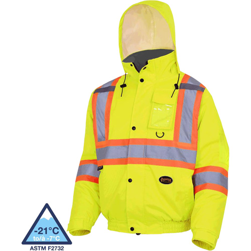 5033 Waterproof Winter Quilted Safety Bomber Jacket, Polyester, High Visibility Lime-Yellow, Small Distribution Élite MP
