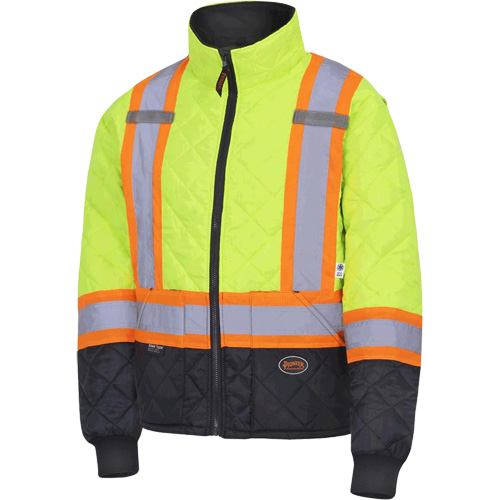 5016 Quilted Freezer Jacket, Polyester, Black/High Visibility Lime-Yellow, X-Small Distribution Élite MP