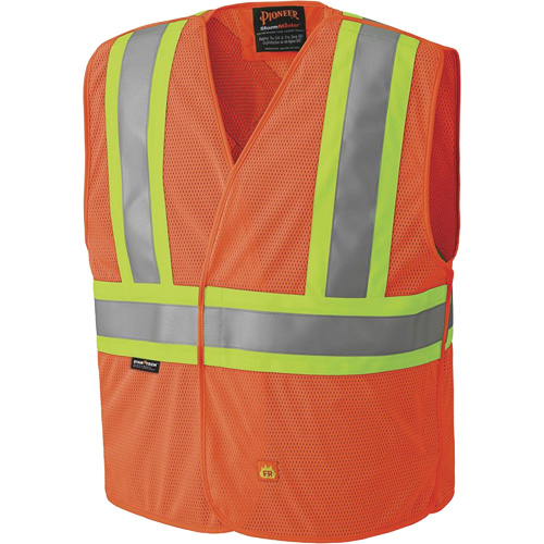 6914A Flame Resistant Safety Vest, High Visibility Orange, Medium/Small, Polyester Distribution Élite MP