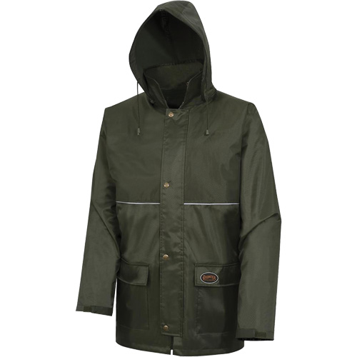 D8120J Nailhead Ripstop Tree Planter Hooded Jacket, Polyester/PVC, X-Small, Green Distribution Élite MP