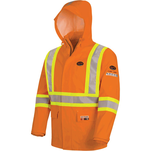 5880 Manteau de pluie ignifuge et protection contre les &eacute;clats d'arc &eacute;lectrique, T-petit, Orange haute visibilit&eacute;, 10 cal/cm² Distribution Élite MP