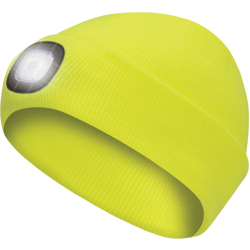 5676 Tuque en tricot avec lampe frontale &agrave; DEL, Doublure en Molleton, Taille unique, Jaune haute visibilit&eacute; Distribution Élite MP