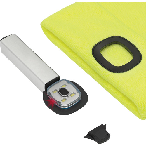 5676 Tuque en tricot avec lampe frontale &agrave; DEL, Doublure en Molleton, Taille unique, Jaune haute visibilit&eacute; Distribution Élite MP