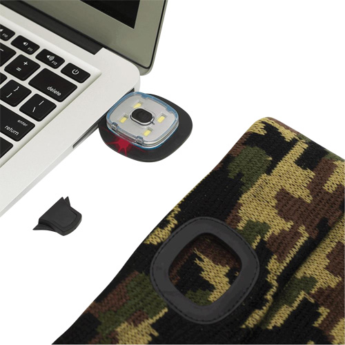 5677 Tuque en tricot avec lampe frontale &agrave; DEL, Doublure en Molleton, Taille unique, Camo Distribution Élite MP