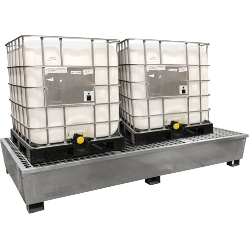 Ultra-Twin IBC Spill Pallet en acier, Capacit&eacute; de d&eacute;versement 370 gal. US, 103,8" x 26,8" x 51,1" Distribution Élite MP