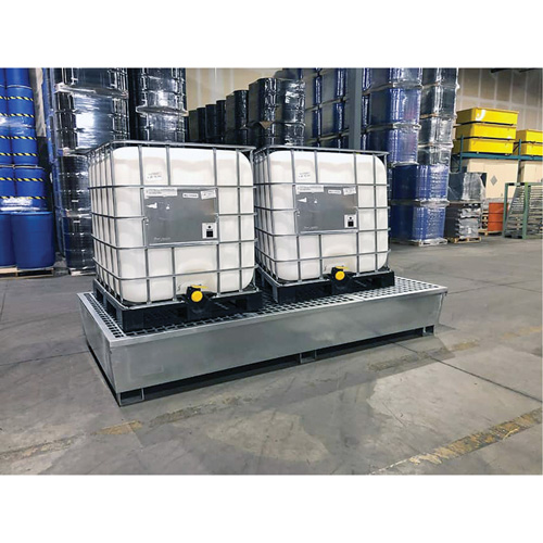 Ultra-Twin IBC Spill Pallet en acier, Capacit&eacute; de d&eacute;versement 370 gal. US, 103,8" x 26,8" x 51,1" Distribution Élite MP