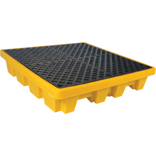 Ultra-Spill Pallet emboitable, 4 barils, Capacit&eacute; de d&eacute;versement 66 gal. US, 51" x 51" x 10" Distribution Élite MP