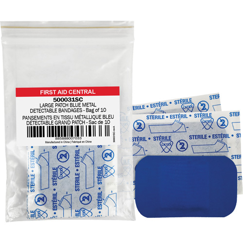 Blue Adhesive Bandages, Rectangular/Square, 3", Fabric Metal Detectable, Non-Sterile Distribution Élite MP