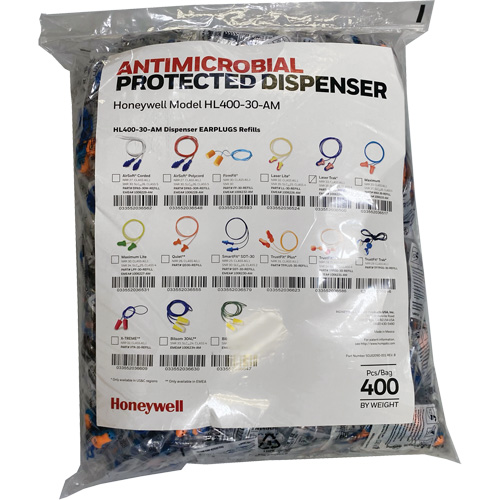LT-30 Earplugs Refill for HL400 Dispenser, Bulk - Polybag, Corded Distribution Élite MP