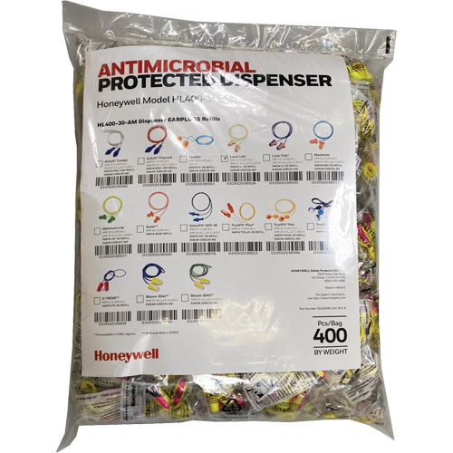 Recharge de bouchons doreille LL-30 pour le distributeur HL400, Vrac - Sac en poly, Avec cordon Distribution Élite MP