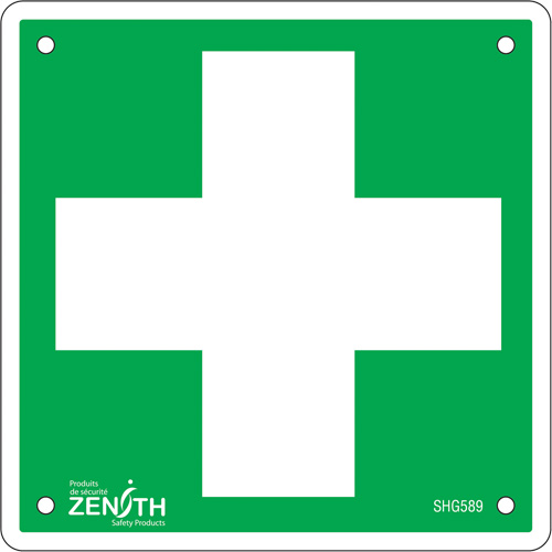 Enseigne premiers soins, 6" x 6", Aluminium, Pictogramme Distribution Élite MP