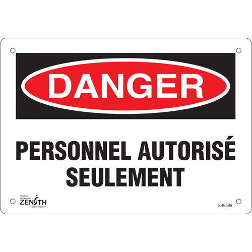 Enseigne  Personnel autoris&eacute; seulement , 7" x 10", Plastique, Français Distribution Élite MP