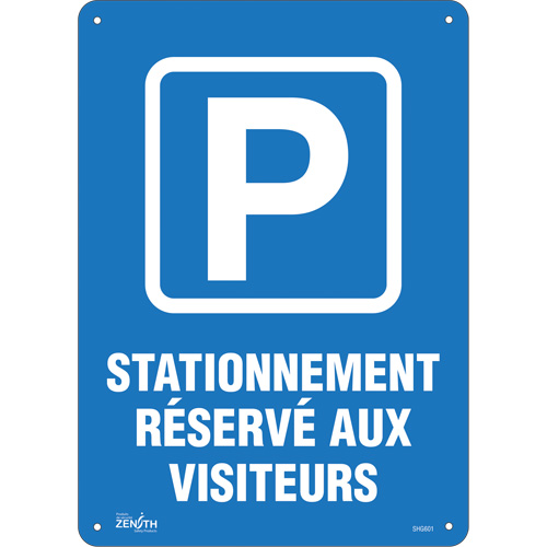 "Stationnement r&eacute;serv&eacute; aux visiteurs" Sign, 10" x 14", Plastic, French with Pictogram Distribution Élite MP