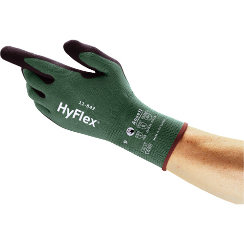 Gants polyvalents &eacute;coresponsables HyFlex 11-842, 5, R&ecirc;vetement Mousse de nitrile, Calibre 15, Enveloppe en Nylon Distribution Élite MP