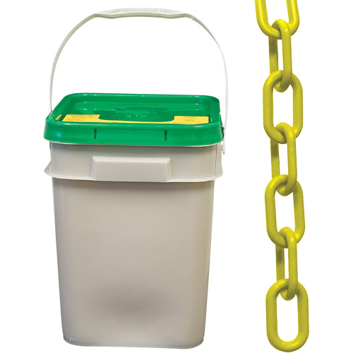 Chaîne de s&eacute;curit&eacute; en plastique robuste, Jaune, Maillon de 2", 120' de long Distribution Élite MP