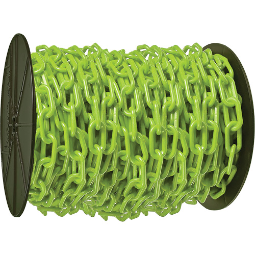 Chaîne de s&eacute;curit&eacute; en plastique robuste, Vert, Maillon de 2", 100' de long Distribution Élite MP