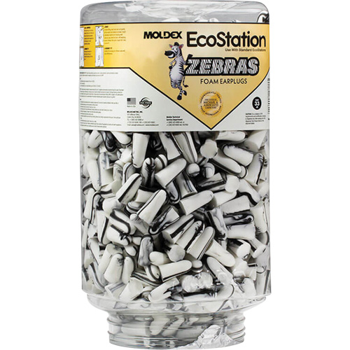 Recharge de bouchons d'oreilles Zebra pour distributeurs de bouchons d'oreilles EcoStation, Vrac - Contenant Distribution Élite MP