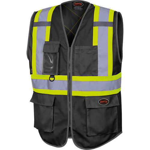 6959BK Tricot High-Visibility Safety Vest with Zipper Closure, Black, X-Small, Polyester Distribution Élite MP
