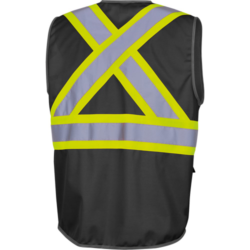 6959BK Tricot High-Visibility Safety Vest with Zipper Closure, Black, X-Small, Polyester Distribution Élite MP