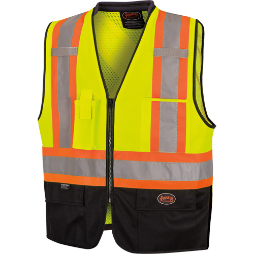 6895 High-Visibility Zip Front Bi-Colour Safety Vest, Black/High Visibility Lime-Yellow, 2X-Large/3X-Large, Polyester Distribution Élite MP