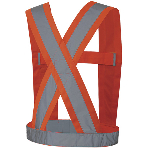 5491 High-Visibility 4" Wide Adjustable Safety Sash, Meets/Exceeds CSA Z96 Class 2 - Level 2, High Visibility Orange, Silver Reflective Colour, One Size Distribution Élite MP