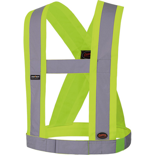 5493 Bretelles ajustables de s&eacute;curit&eacute; haute visibilit&eacute; de 4" de largeur, R&eacute;pond ou surpasse la norme CSA Z96 classe 2 - niveau 2, Jaune lime haute visibilit&eacute;, Couleur r&eacute;fl&eacute;chissante Argent, Taille uniq Distribution Élite MP