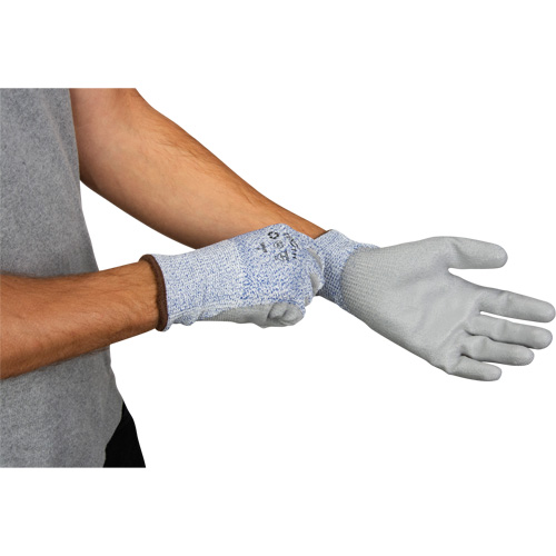 Eco-Friendly Stretch Cut-Resistant Gloves, Size 7, 13 Gauge, Polyurethane Coated, HPPE/RPET Shell, ASTM ANSI Level A2 Distribution Élite MP