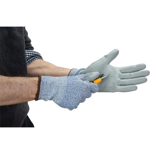 Eco-Friendly Stretch Cut-Resistant Gloves, Size 7, 13 Gauge, Polyurethane Coated, HPPE/RPET Shell, ASTM ANSI Level A2 Distribution Élite MP