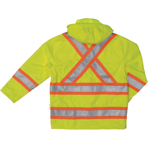 Ripstop Safety Rain Jacket, Polyester, X-Small, High Visibility Lime-Yellow Distribution Élite MP
