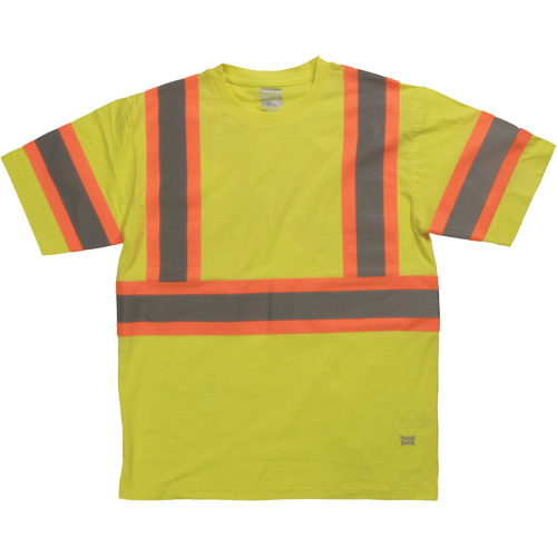 Short Sleeve Safety T-Shirt, Cotton, X-Small, High Visibility Lime-Yellow Distribution Élite MP