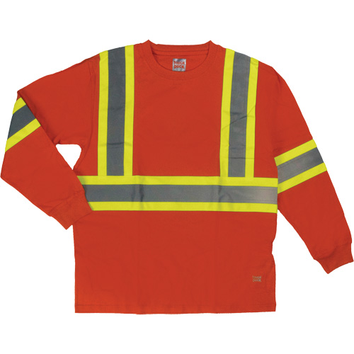 Long Sleeve Safety T-Shirt, Cotton, X-Small, High Visibility Orange Distribution Élite MP