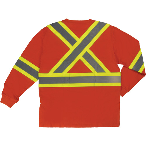 Long Sleeve Safety T-Shirt, Cotton, X-Small, High Visibility Orange Distribution Élite MP