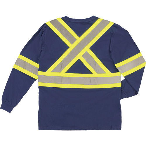 Long Sleeve Safety T-Shirt, Cotton, X-Small, Navy Blue Distribution Élite MP