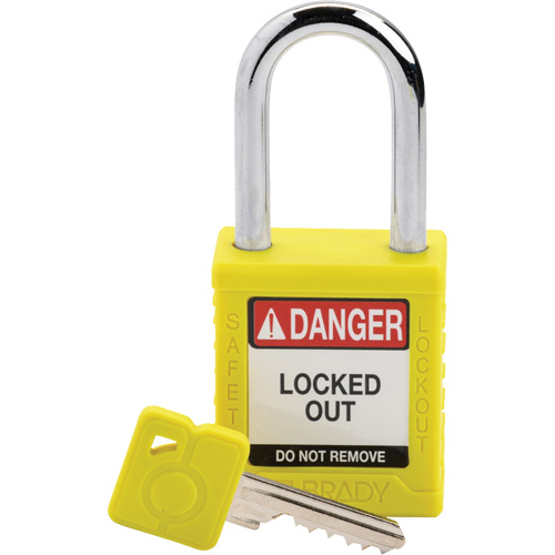 Cadenas de verrouillage Velocity, Jaune, Cl&eacute;s diff&eacute;rentes, Nylon, Largeur de 1-1/2" Distribution Élite MP