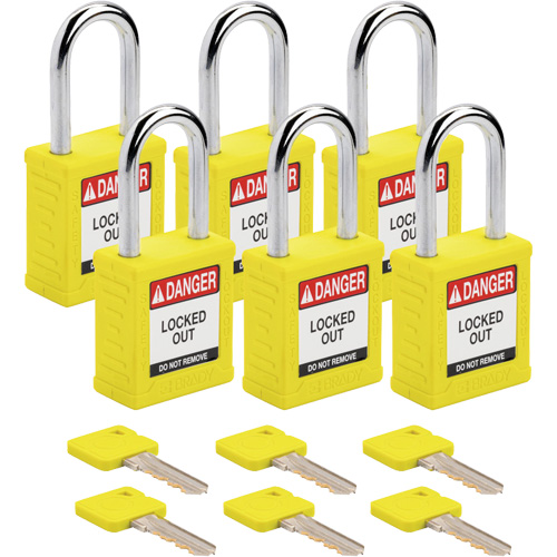 Cadenas de verrouillage Velocity, Jaune, Cl&eacute;s diff&eacute;rentes, Nylon, Largeur de 1-1/2" Distribution Élite MP