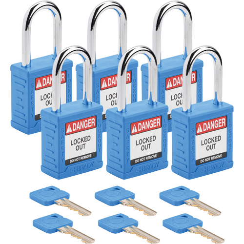 Cadenas de verrouillage Velocity, Bleu, Cl&eacute;s diff&eacute;rentes, Nylon, Largeur de 1-1/2" Distribution Élite MP