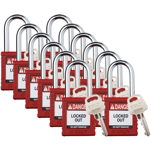 Velocity Lockout Padlocks, Red, Keyed Different, Nylon, 1-1/2" Width Distribution Élite MP