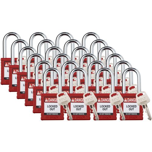 Cadenas de verrouillage Velocity, Rouge, Cl&eacute;s diff&eacute;rentes, Nylon, Largeur de 1-1/2" Distribution Élite MP